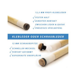 Billard Queue Shooter Winsport 12mm Schraubleder